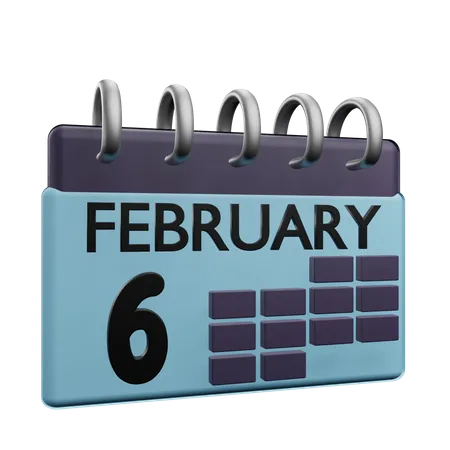 6. Februar Kalender  3D Icon