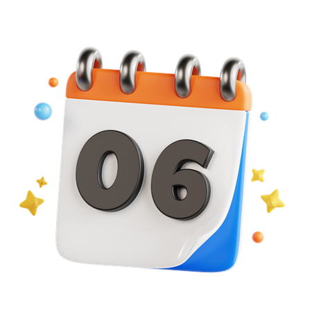 6 fecha  3D Icon