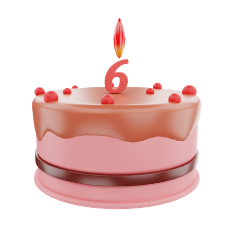 Kuchen zum 6. Geburtstag  3D Icon