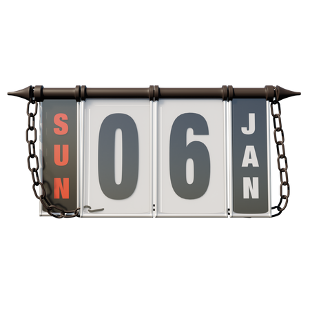 06. Januar Sonntag  3D Illustration