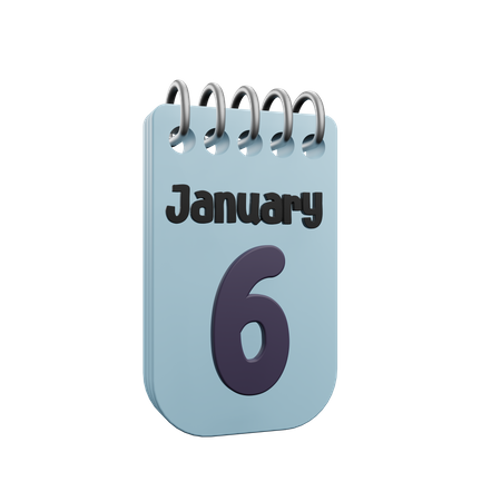 6 January Calender  3D Icon