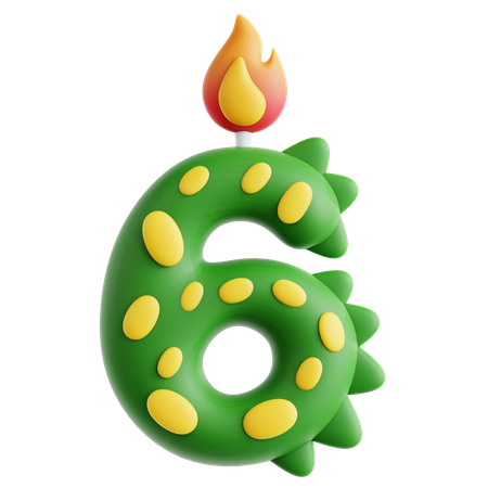 6 bougies mignonnes en forme de dinosaure  3D Icon