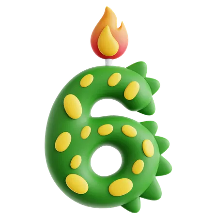 6 bougies mignonnes en forme de dinosaure  3D Icon