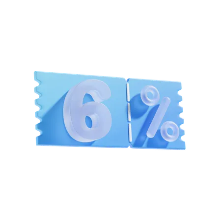 6 Percent Off 3 D Icon Illustratrion 3D Icon