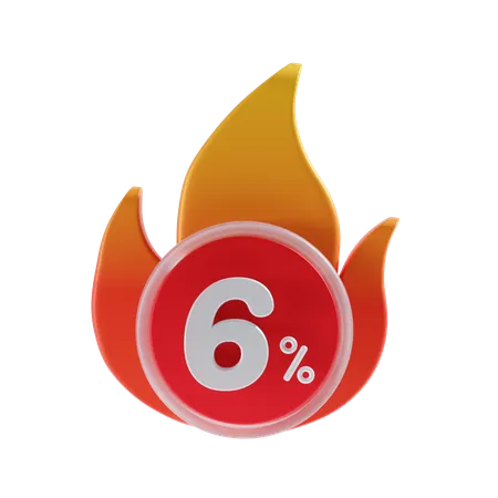 6 Percent Off 3 D Icon Illustratrion 3D Icon