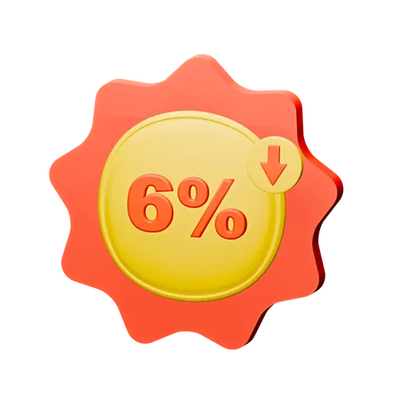 6% Rabatt-Abzeichen  3D Icon