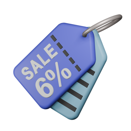 6% Etiqueta de venta  3D Icon