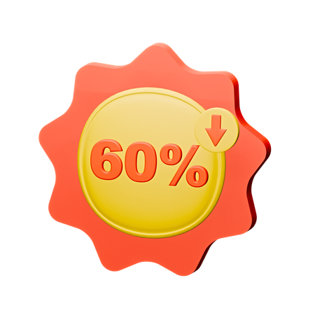 60% Discount Badge  3D Icon