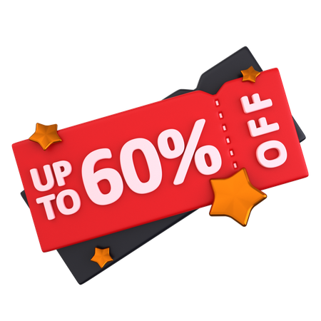 60 Discount Coupon  3D Icon