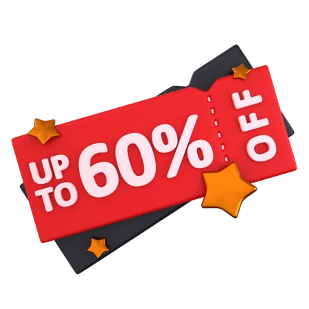 60 Discount Coupon  3D Icon