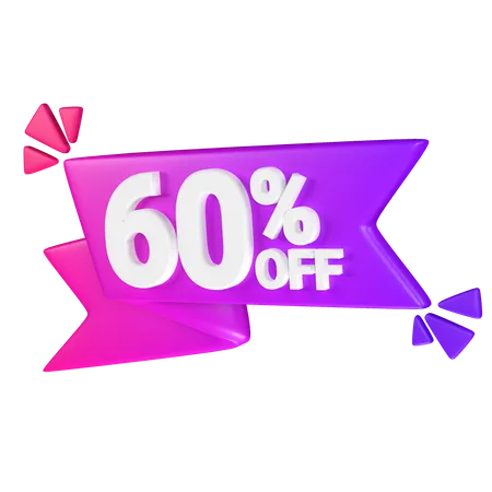 60% Discount Tag  3D Icon