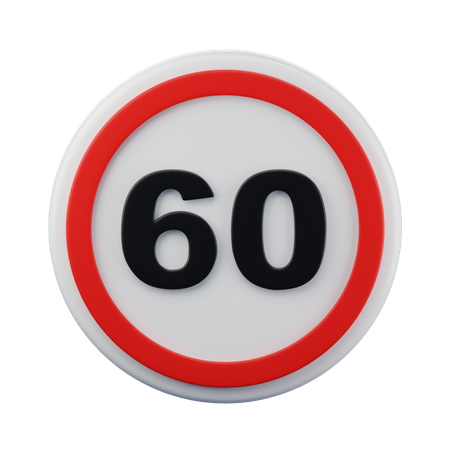 60 Maximum speed Sign 3d icon  3D Icon