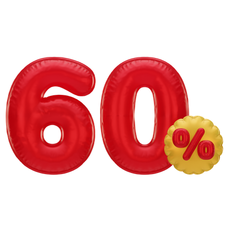 60 Percent Discount  3D Icon