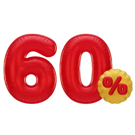 60 Percent Discount  3D Icon