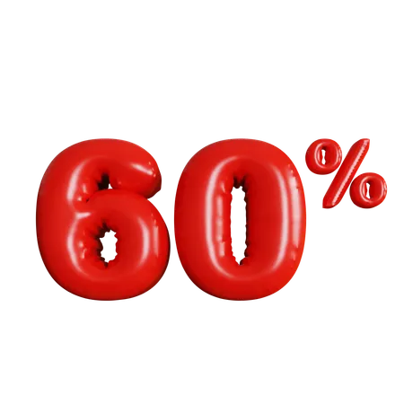 60 Percent Discount  3D Icon