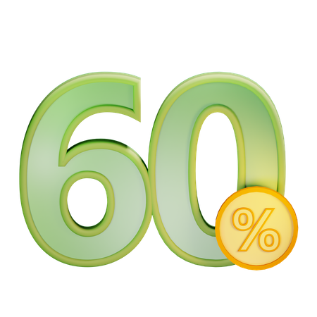 60 Percent Discount  3D Icon