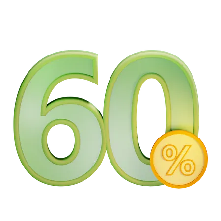 60 Percent Discount  3D Icon