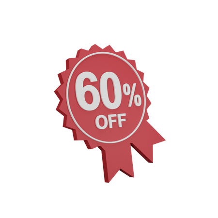 60 Percent Discount Badge  3D Icon
