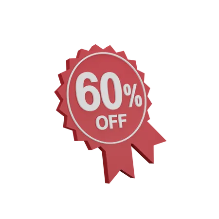 60 Percent Discount Badge  3D Icon