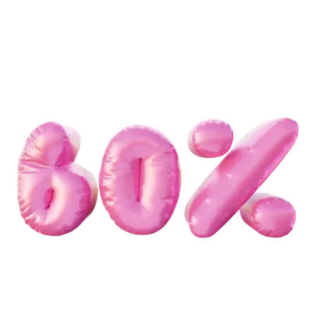 60 Percent Discount Balloon  3D Illustration