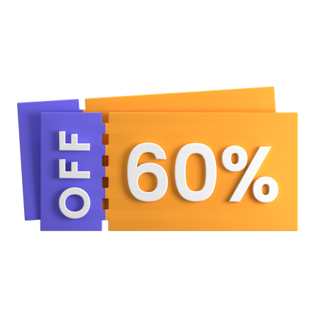 60 Percent Discount Coupon  3D Icon