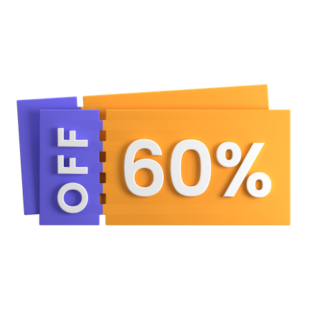 60 Percent Discount Coupon 3D Icon
