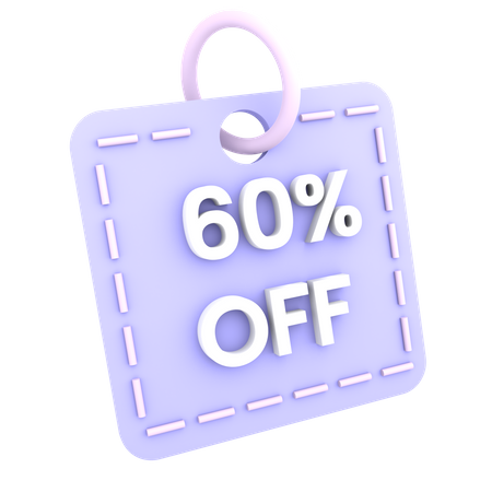 60 Percent Discount Tag  3D Icon