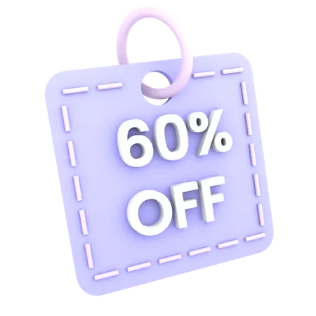 60 Percent Discount Tag  3D Icon