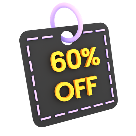 60 Percent Discount Tag  3D Icon