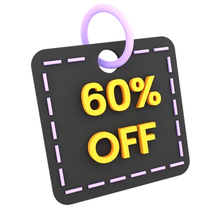 60 Percent Discount Tag  3D Icon