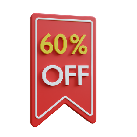 60 Percent Discount Tag  3D Icon