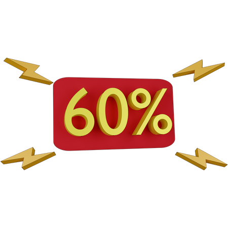 60 Percent Discount Tag  3D Illustration