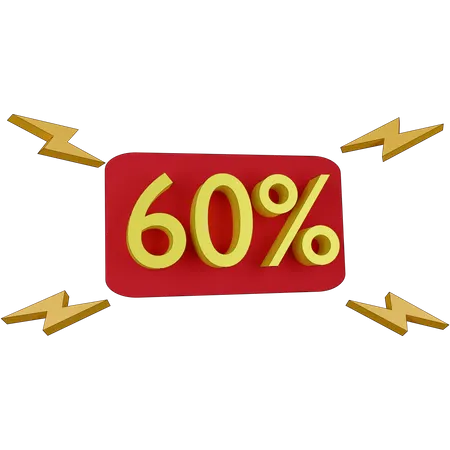 60 Percent Discount Tag  3D Illustration