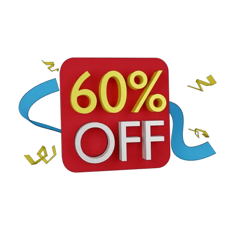 60 Percent Discount Tag  3D Icon