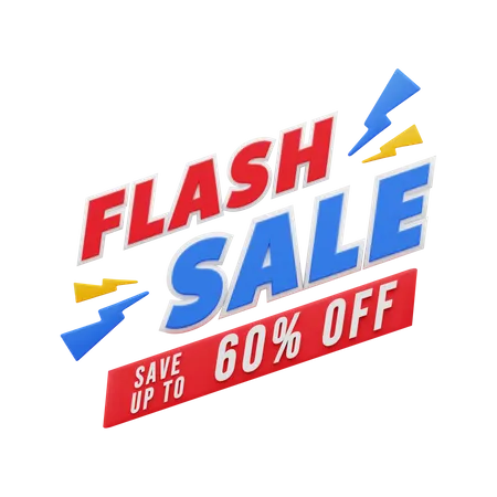 60 Percent Flash Sale  3D Illustration