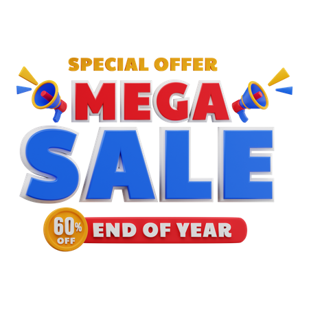 60 Percent Mega sale 3D Illustration