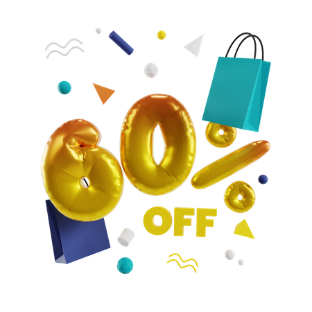 60 Percent Off  3D Illustration