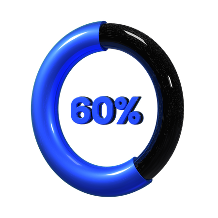 60 Percent Pie Chart  3D Illustration