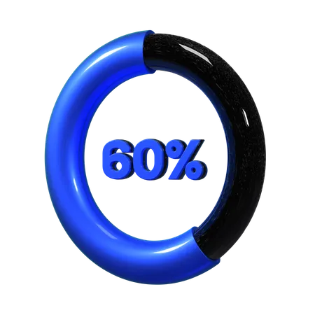 60 Percent Pie Chart  3D Illustration