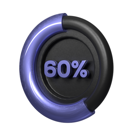 60 Percent Pie Chart  3D Illustration