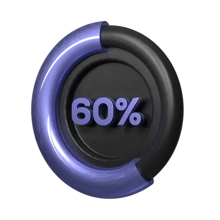 60 Percent Pie Chart  3D Illustration
