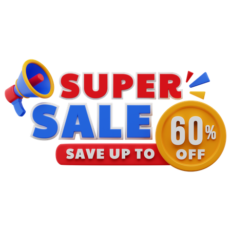 60 Percent Super Sale 3D Illustration