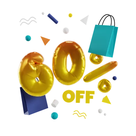 60 por ciento de descuento  3D Illustration