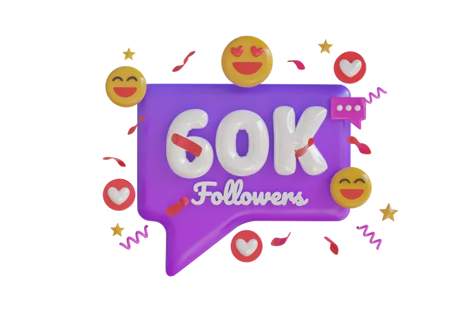 60k Followers  3D Icon