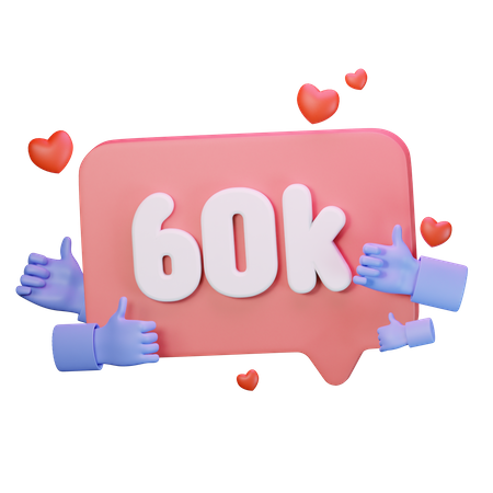 60K Love Like Followers  3D Icon