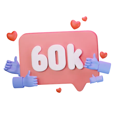 60K Love Like Followers  3D Icon