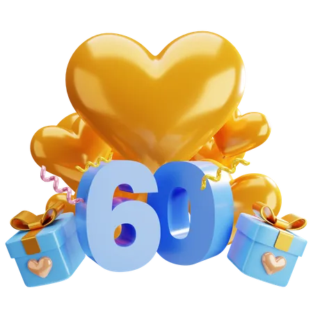 3 D Asset 60th Anniversary 3D Illustration