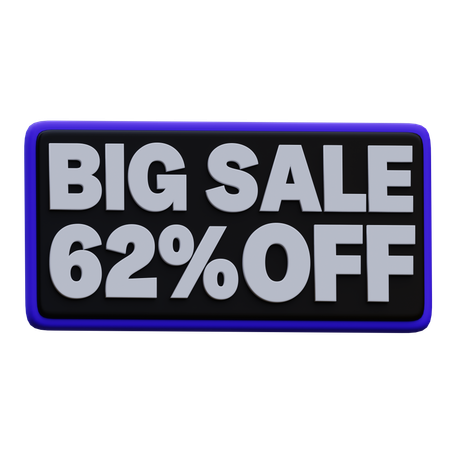 62 percentage Big Sale Promotion  3D Icon