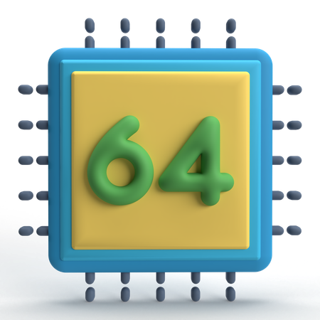 64 Bit Processor  3D Icon