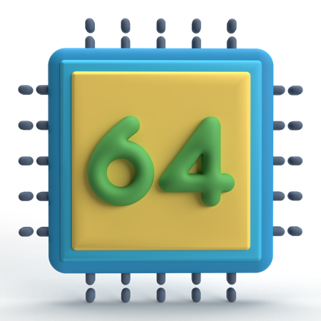 64 Bit Processor  3D Icon